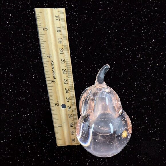 Venetian Art Glass Fruit Apple Pear Paperweight Pink Tint Small Bubbles Italian - Picture 5 of 13